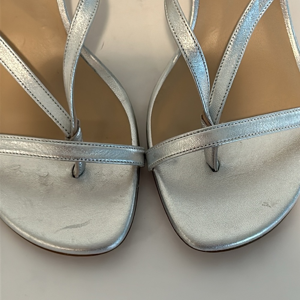New Stuart Weitzman Silver Strappy Heels Size 9, Style code SB052. - Picture 5 of 9